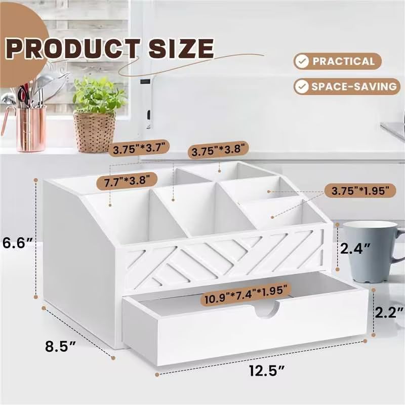 Coffee Bar Organizer with Drawer, Coffee Station Organizer for Countertop, Wo...