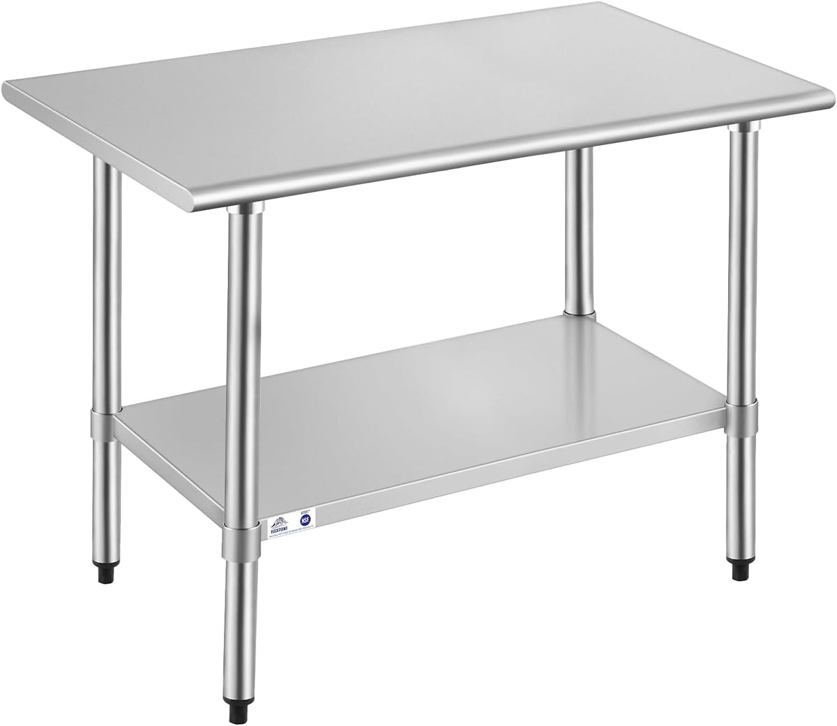 ROCKPOINT Stainless Steel Table for Prep & Work 24x48 Inches, NSF Metal C...