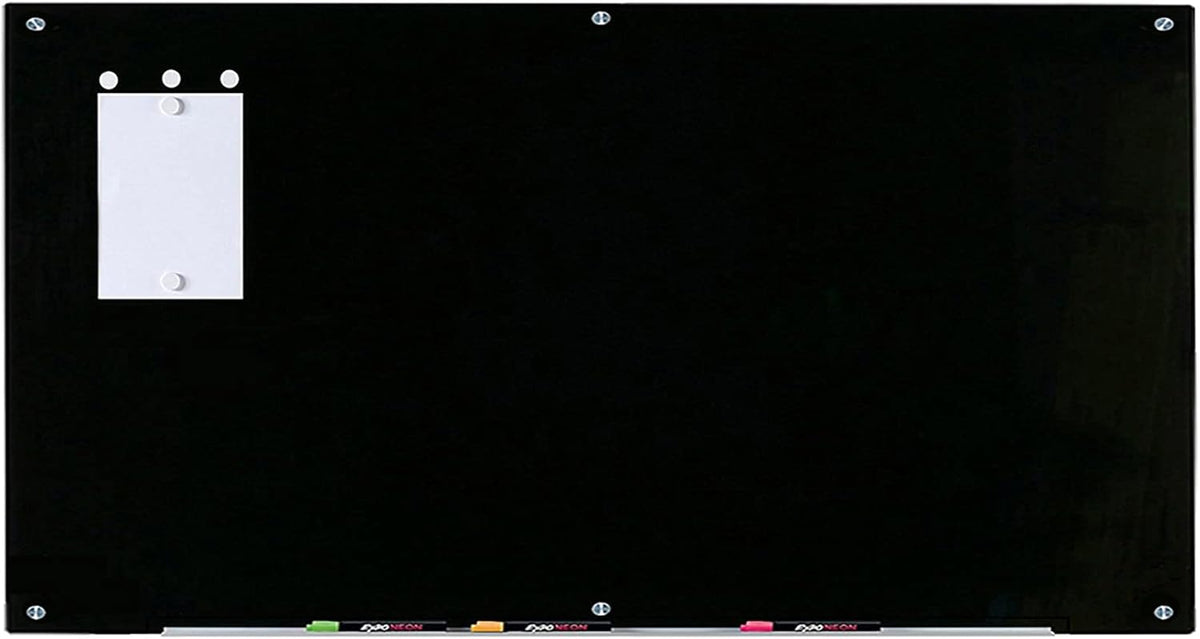 Audio-Visual Direct Magnetic Glass Dry-Erase Board, 72" x 36", Black