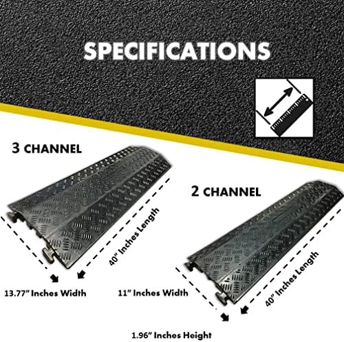 Kable Kontrol Drop Over Floor Cord Cover – 40” Inch Long 3 Channel Cable or W...