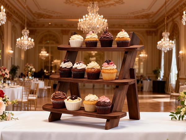 Wooden Display Stand, Tiered Cupcake Stand, 3 Tier Display Stand Riser