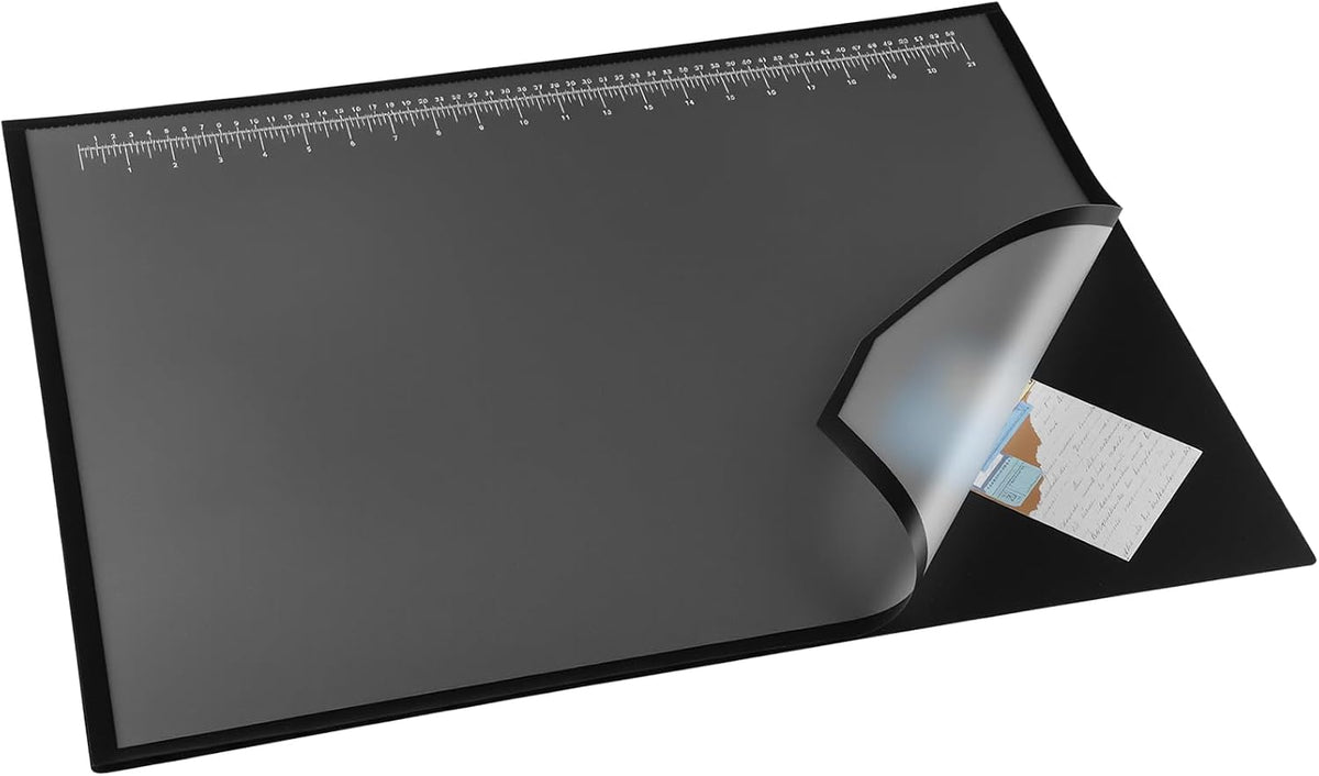 Colingmill 24 x 19 Inch Black Desk Pad with Clear Ruler Overlay