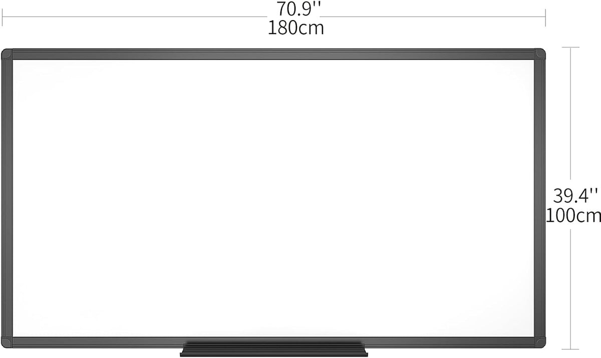 VIZ-PRO Magnetic Dry Erase Board, 72 x 40 Inches, Black Aluminium Frame