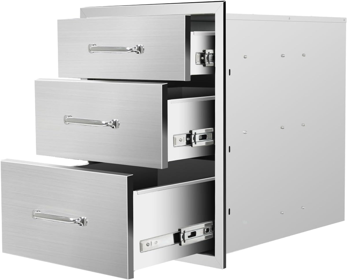 Outdoor Kitchen Drawers 18"Wx23"Hx23"D Flush Mount Access 3-Dr...
