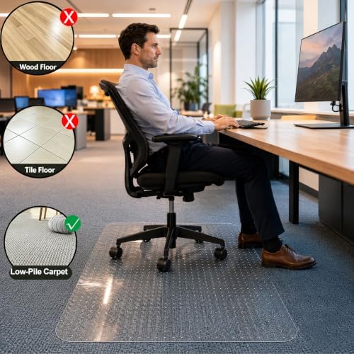 Office Chair Mat for Carpet, Clear Heavy Duty Floor Protector Under Desk