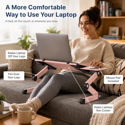 Uncaged Ergonomics Adjustable Laptop Stand for Desk, Cooling Riser (Pink)