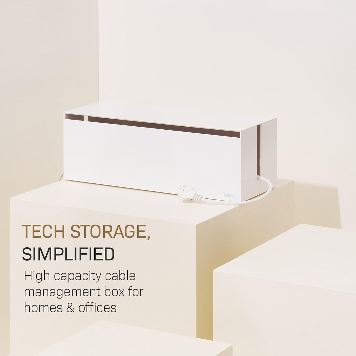 Yamazaki Home Cable Management Box – Cord Organizer Box with Lid, Minimalist ...