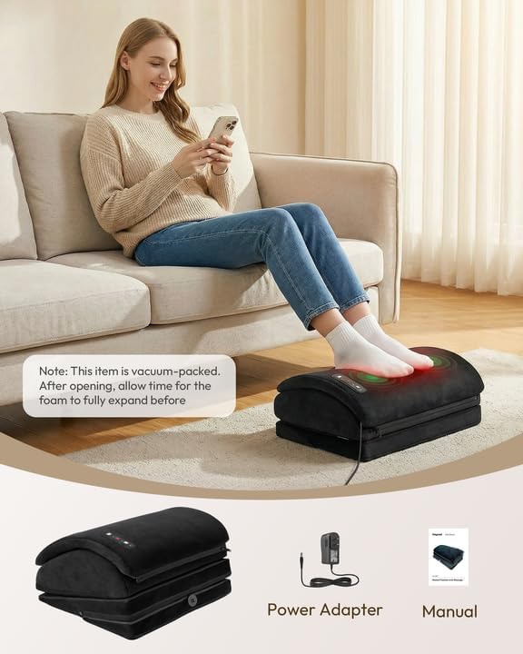 Heycool Heated Foot Rest Under Desk with Vibration Massage, Office Stool