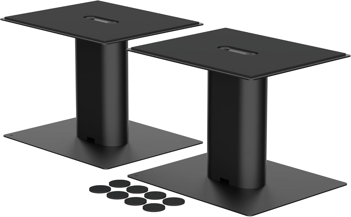 suptek 7.9 x 6.5 Universal Desktop Speaker Stands – Pair for Bookshelf & ...