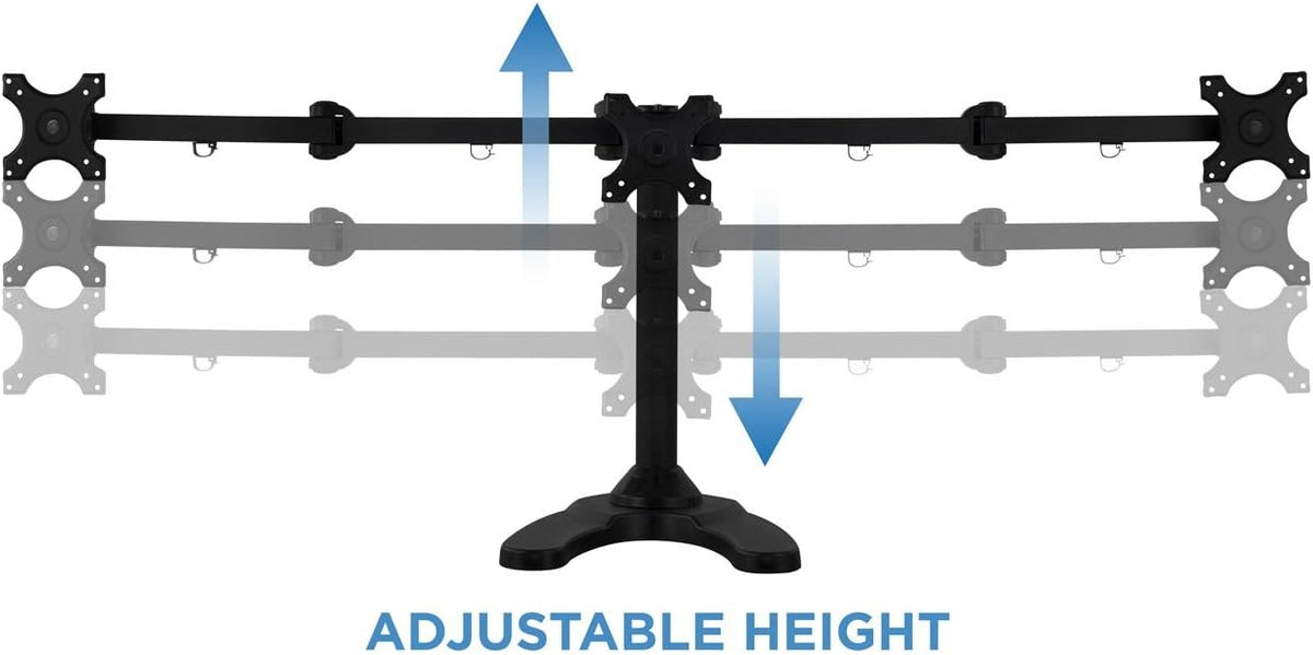 Mount-It! Triple Monitor Stand for 3 Screens up to 24", Height Adjustabl...