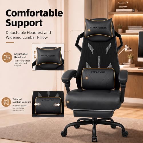 GTPLAYER Gaming Chair, Computer Chair with Mesh Back, Ergonomic Gaming Chair ...