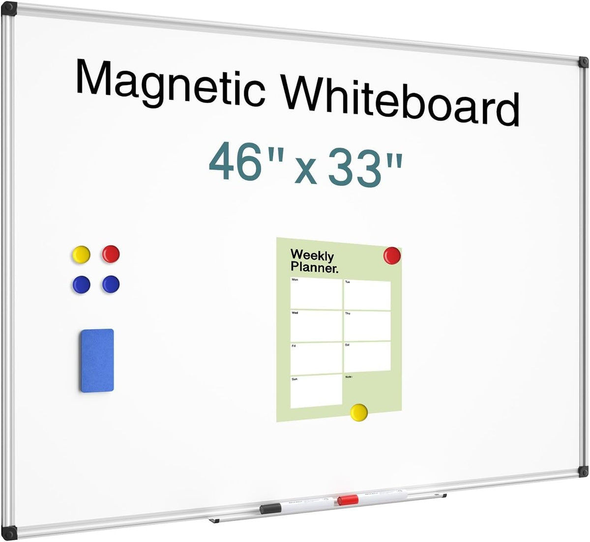 Magnetic Dry Erase Whiteboard, 46 x 33 Inch Large Wall Mounted White Board