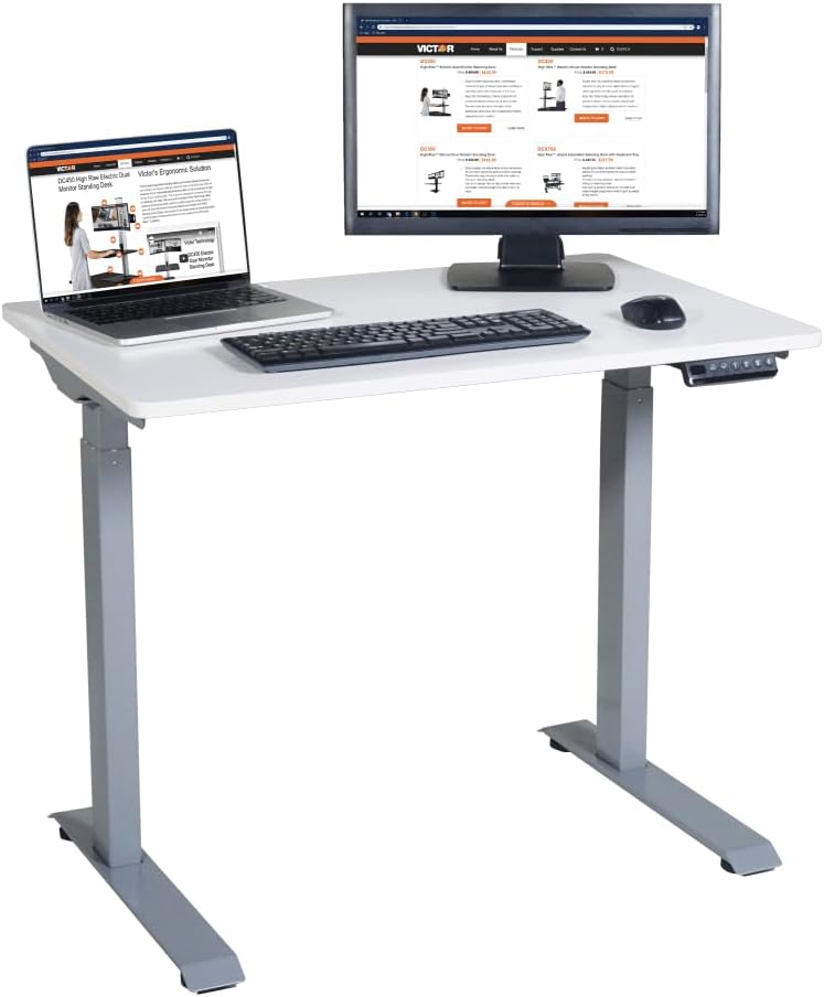 Victor 36-Inch Electric Standing Desk, Quiet Height Adjustable Desk with 4 Me...