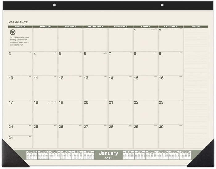 2021 Desk Calendar by AT-A-GLANCE, Monthly Desk Pad, 22", Standard, Recycled (SK32G0021)