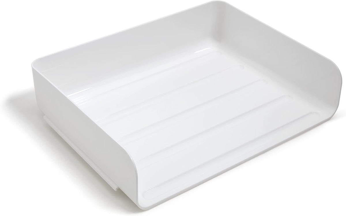 TRU RED Side-Load Stackable Plastic Letter Tray, White