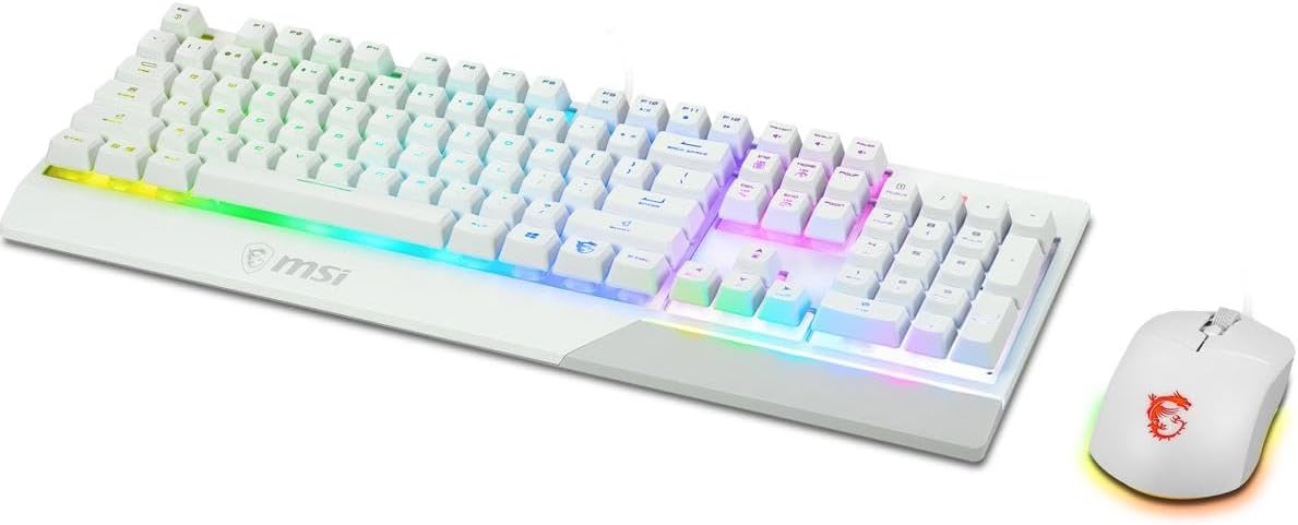MSI Vigor GK30 Combo White, 6-Zone RGB GK30 Gaming Keyboard & GM11 Gaming...