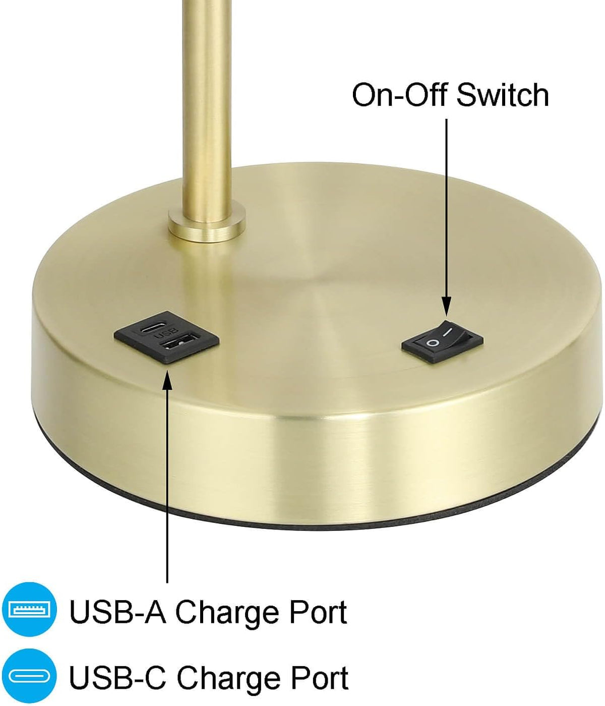 XiNBEi Lighting Table Lamp USB Desk Lamp for Bedroom, Satin Brass