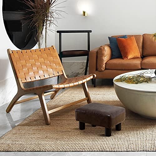 LUE BONA Small Rectangle Foot Stool, PU Leather Fabric Footrest Ottoman with ...