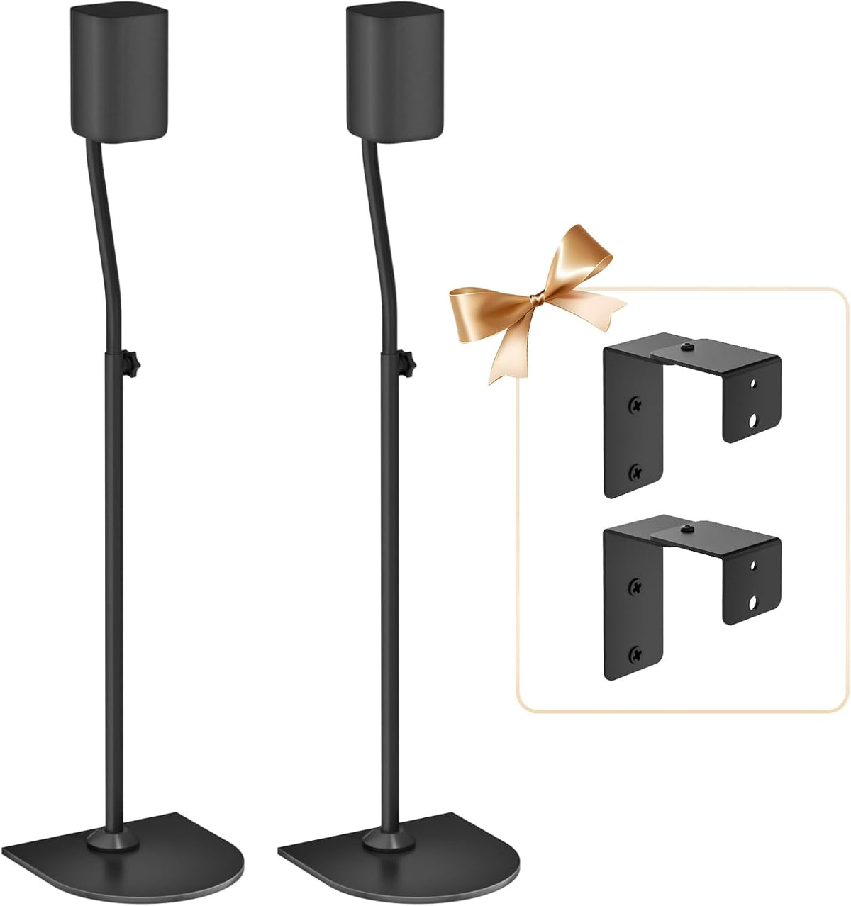 Speaker Stand Pair and Wall Mounts for Rear Speakers WR Keyhole&Thread Hole