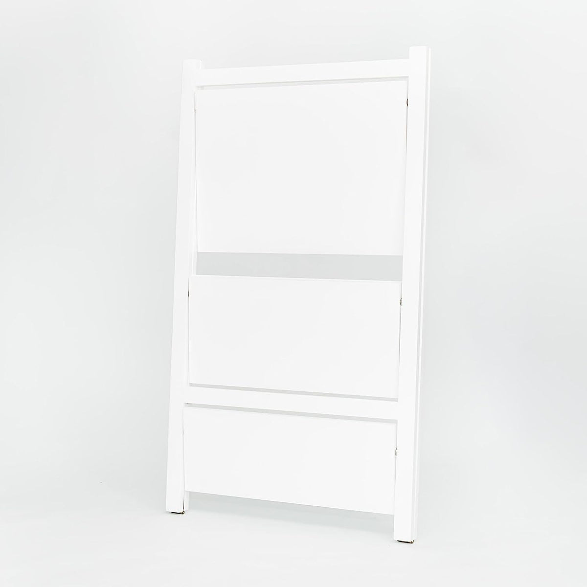 PJ Wood 3-Tier Foldable Bookshelf, A-Frame, White