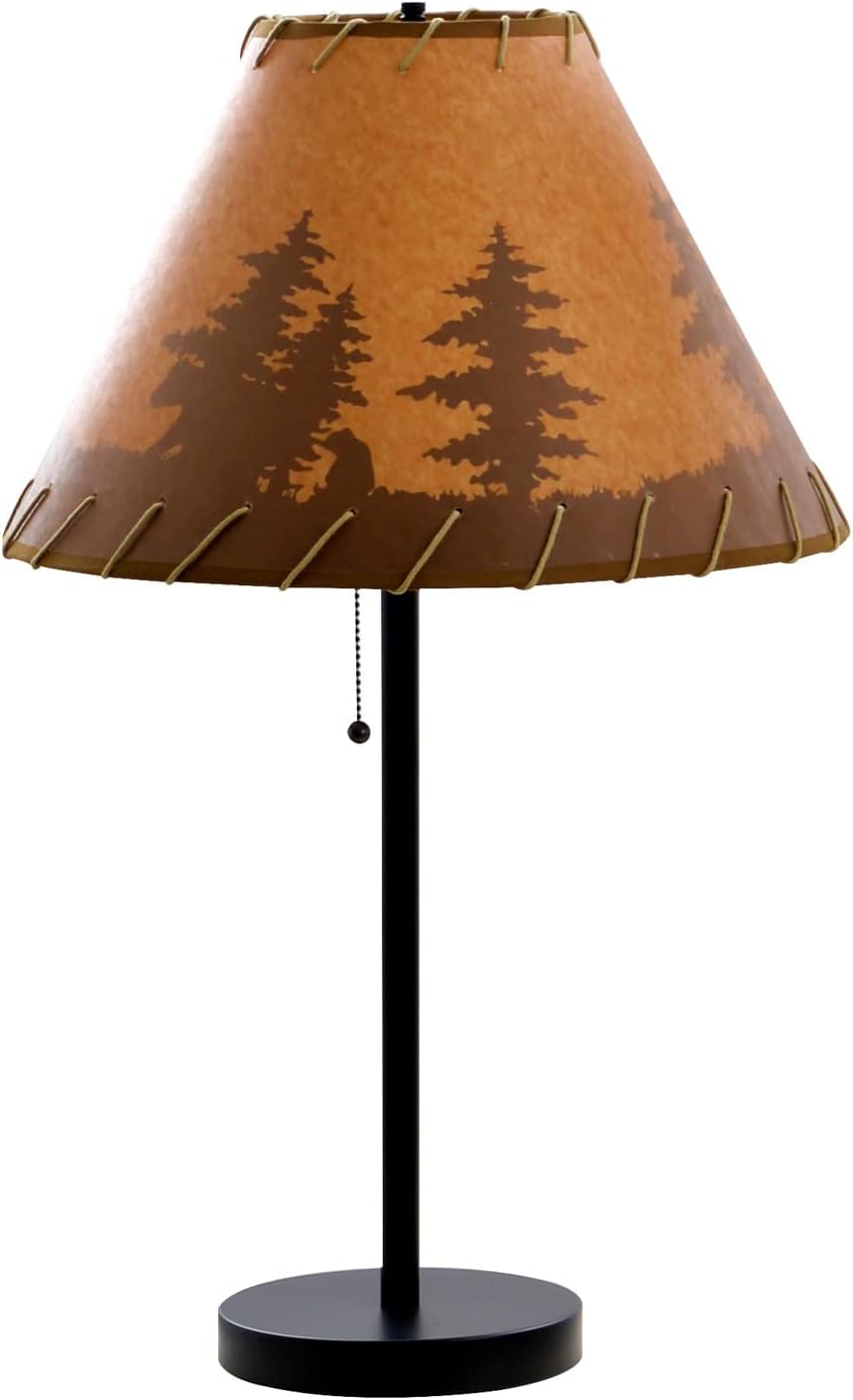 Catalina Lighting Rustic Cabin Lodge 3-Piece Table & Floor Lamp Set, LED ...