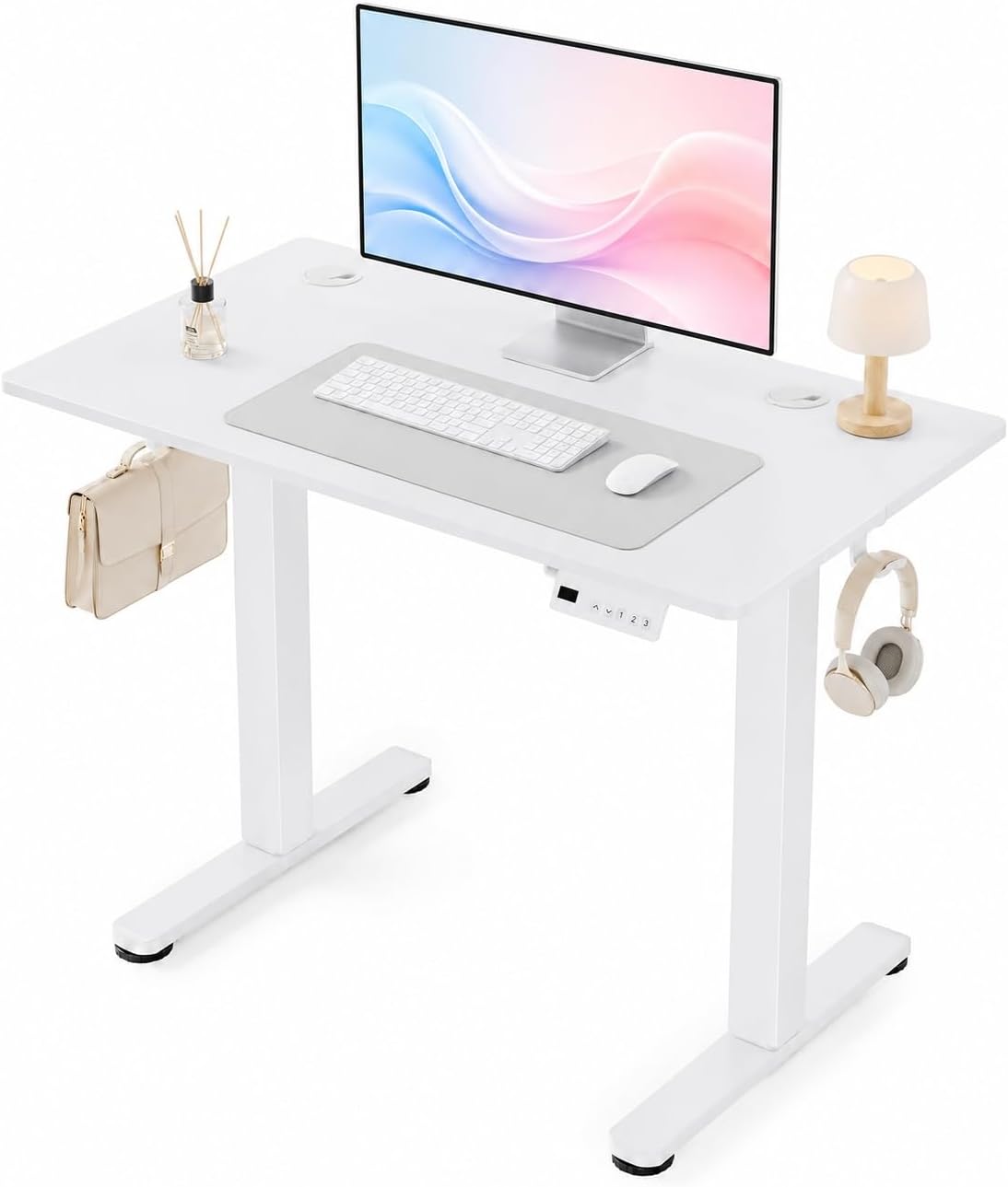 Claiks 35 x 20 Inch White Electric Standing Desk
