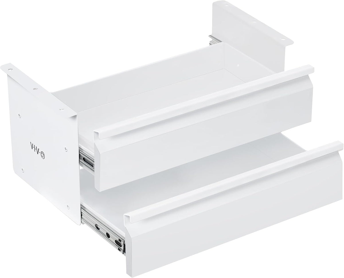 VIVO White 16 in Slide Out Dual Tier Desk Drawer, DESK-DR02W