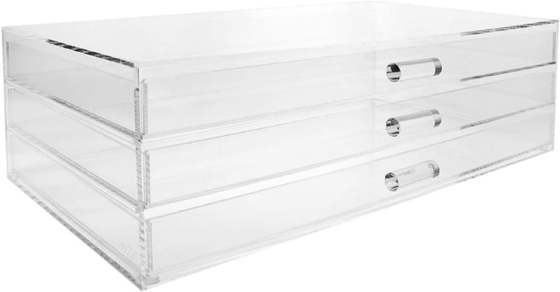 Ikee Design Premium Acrylic Jewelry Organizer,3 Drawers18,24,50 inserts