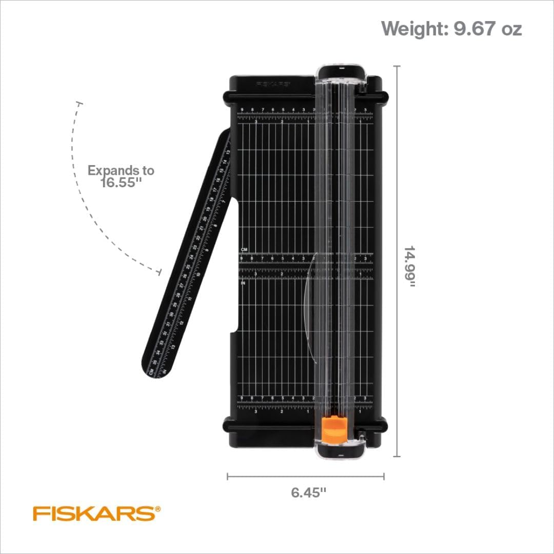 Fiskars Recycled SureCut Portable Paper Cutter, 12" Cut Length