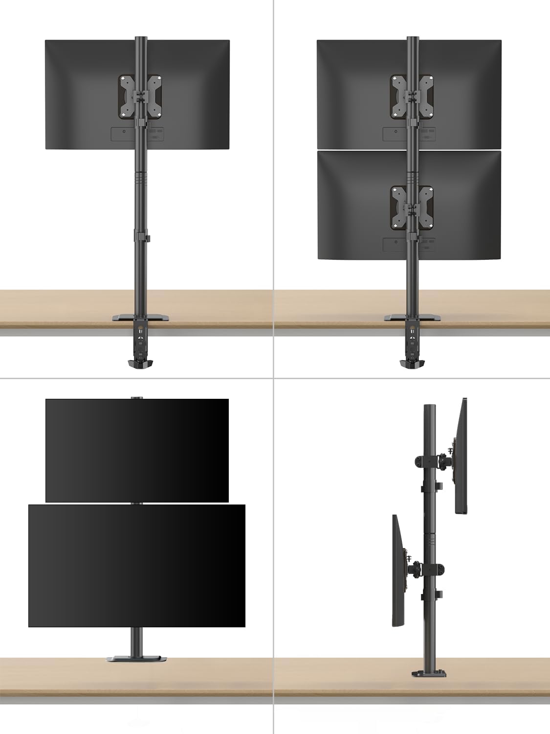 Bracwiser Dual Vertical Fully Adjustable Monitor Arm Stand Mount Fits Two Scr...