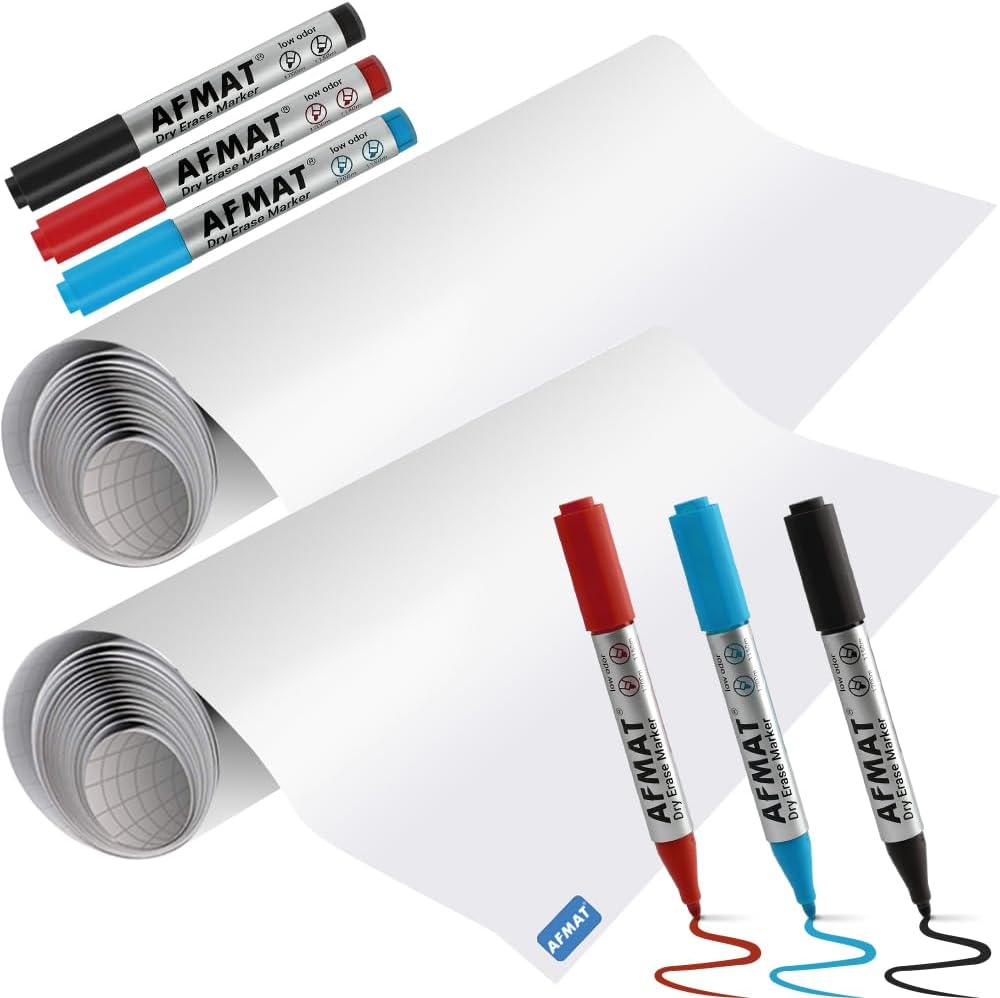 AFMAT White Board Wallpaper, Whiteboard Roll, Stick on White Boards for Wall,...