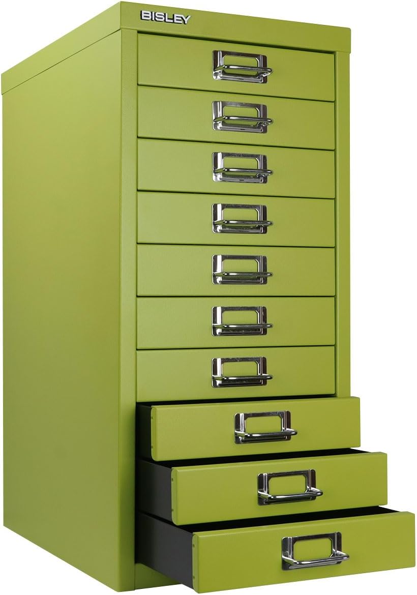 10-Drawer Steel MultiDrawer Cabinet - Green, by Bisley