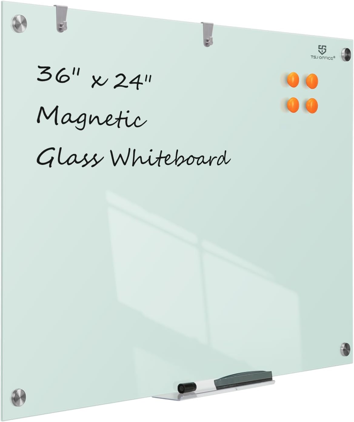 TSJ OFFICE White Board for Wall - 36" x 24" White Glass Board 3 X 2 FT