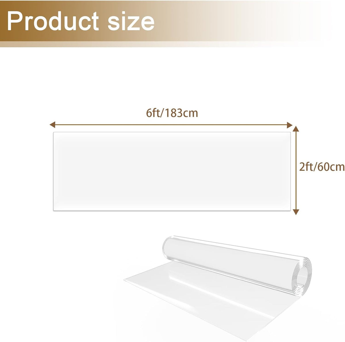 2X 6ft Clear Chair Mat,60 mil Thick Vinyl Frosted Area Rug