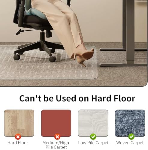 Office Chair Mat for Low Pile Carpet, 48" x 60" Clear Heavy Duty Ch...