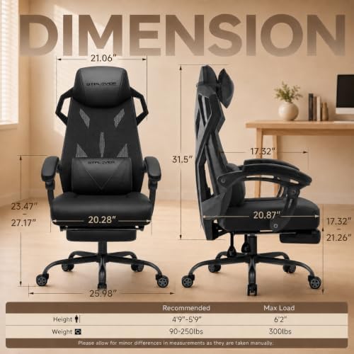 GTPLAYER Gaming Chair, Computer Chair with Mesh Back, Ergonomic Gaming Chair ...