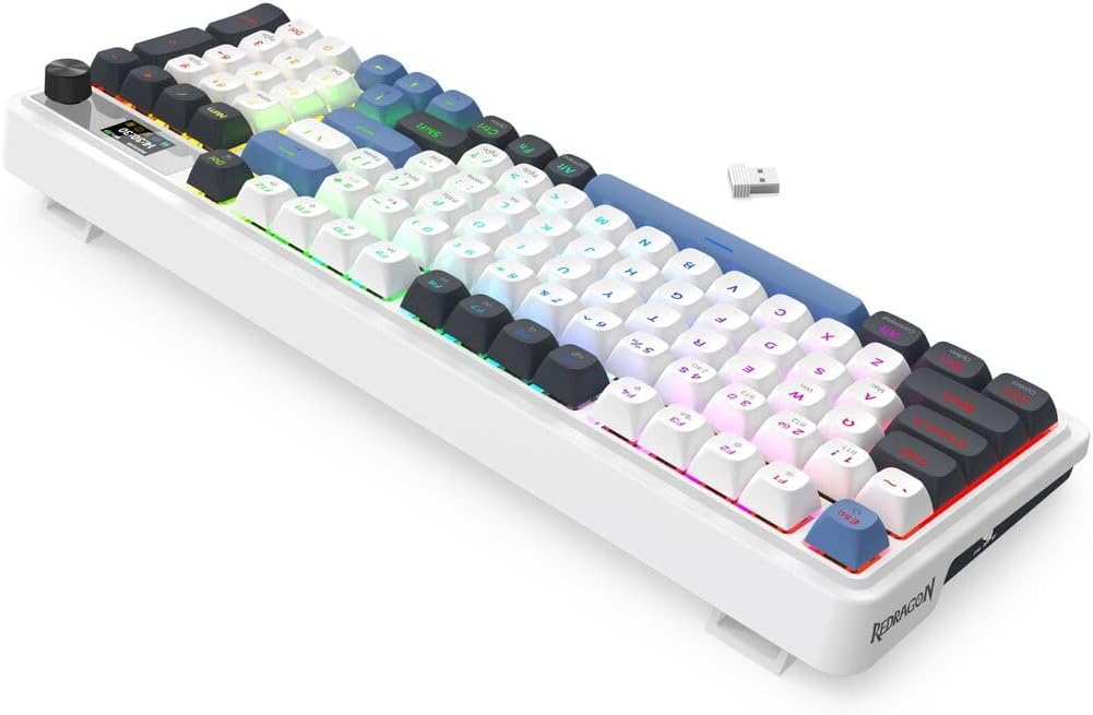 Redragon K719 PRO Wireless 95-Key Gasket Gaming Keyboard, TFT Screen & Knob