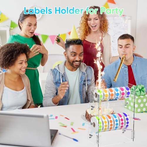 Label Dispenser 12 Disks Acrylic Sticker Dispenser Label Roll Holder(Clear)