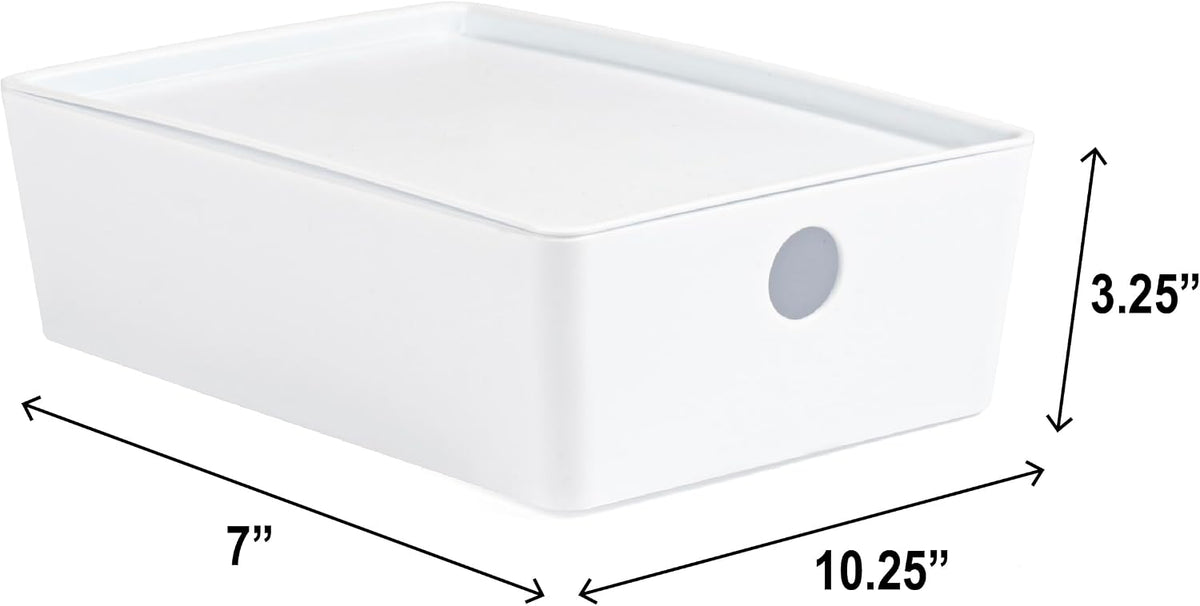 Bella White Modular Box Stackable Storage Bins with Lids Bathroom Organizer K...
