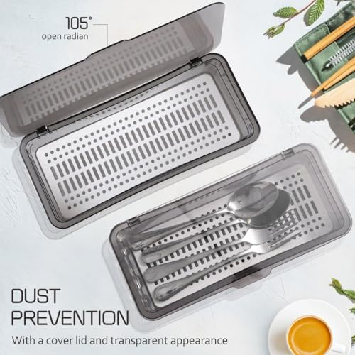 Cabilock 3 Pack Silverware Organizer with Lid, Cutlery Tray Utensil Holder fo...