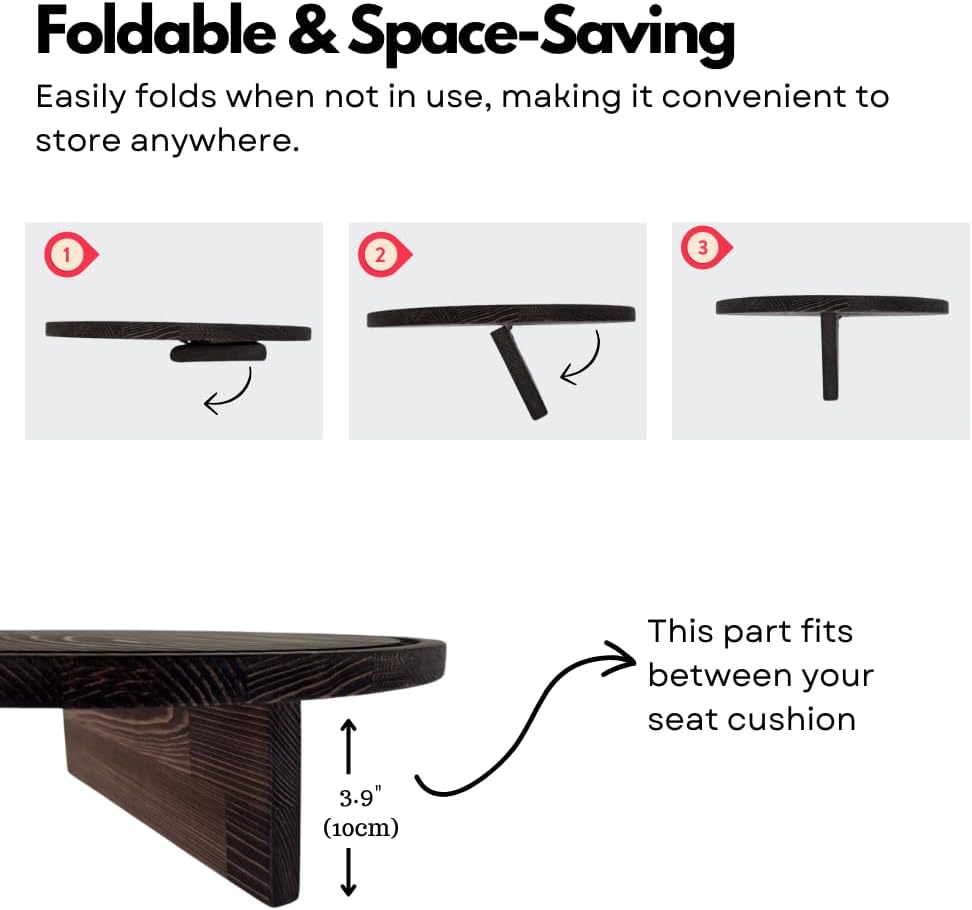 Sofa Tray – Wooden Foldable Sofa Tray Table for Seat Cushion, Perfect for Cof...