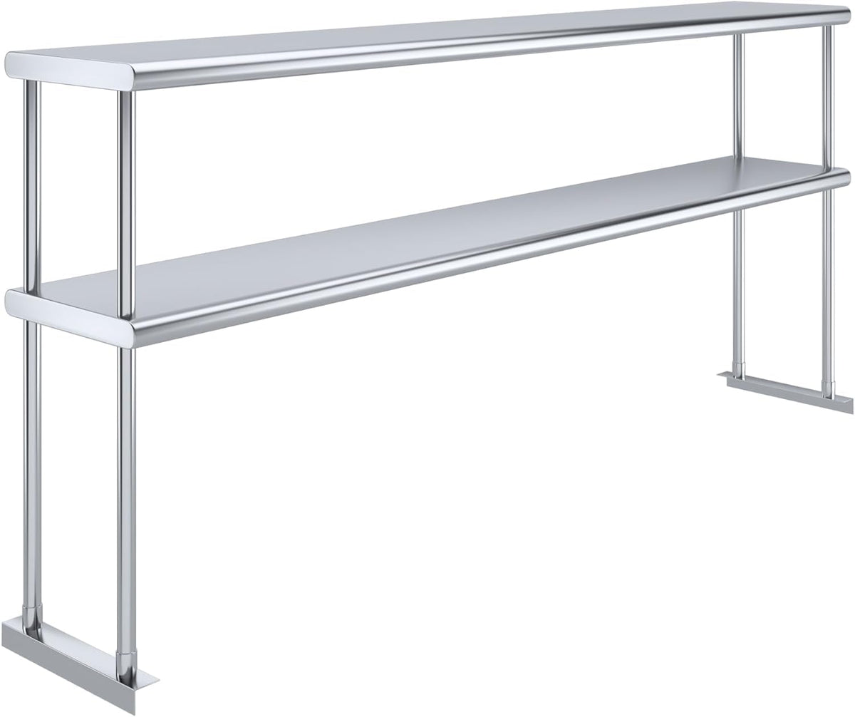 72"x12" Stainless Steel Double Overshelf, NSF