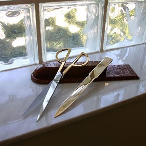 DACASSO Crocodile Embossed Leather Desk Set - Luxury Leather Desk Pad & D...