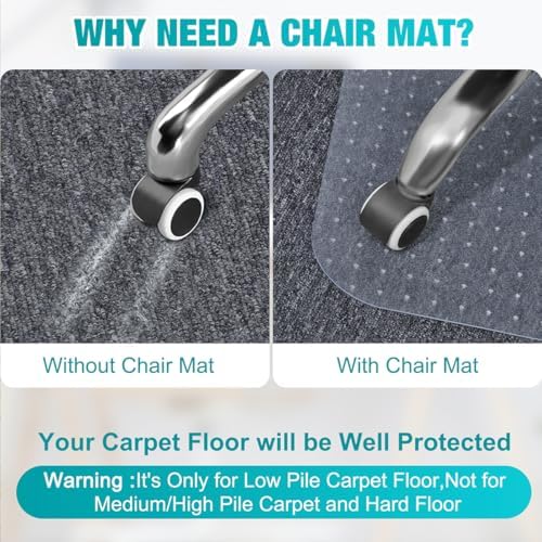 BesWin Office Chair Mat for Carpets, 2 Pack, Clear,Heavy Duty, 48" x 30&...