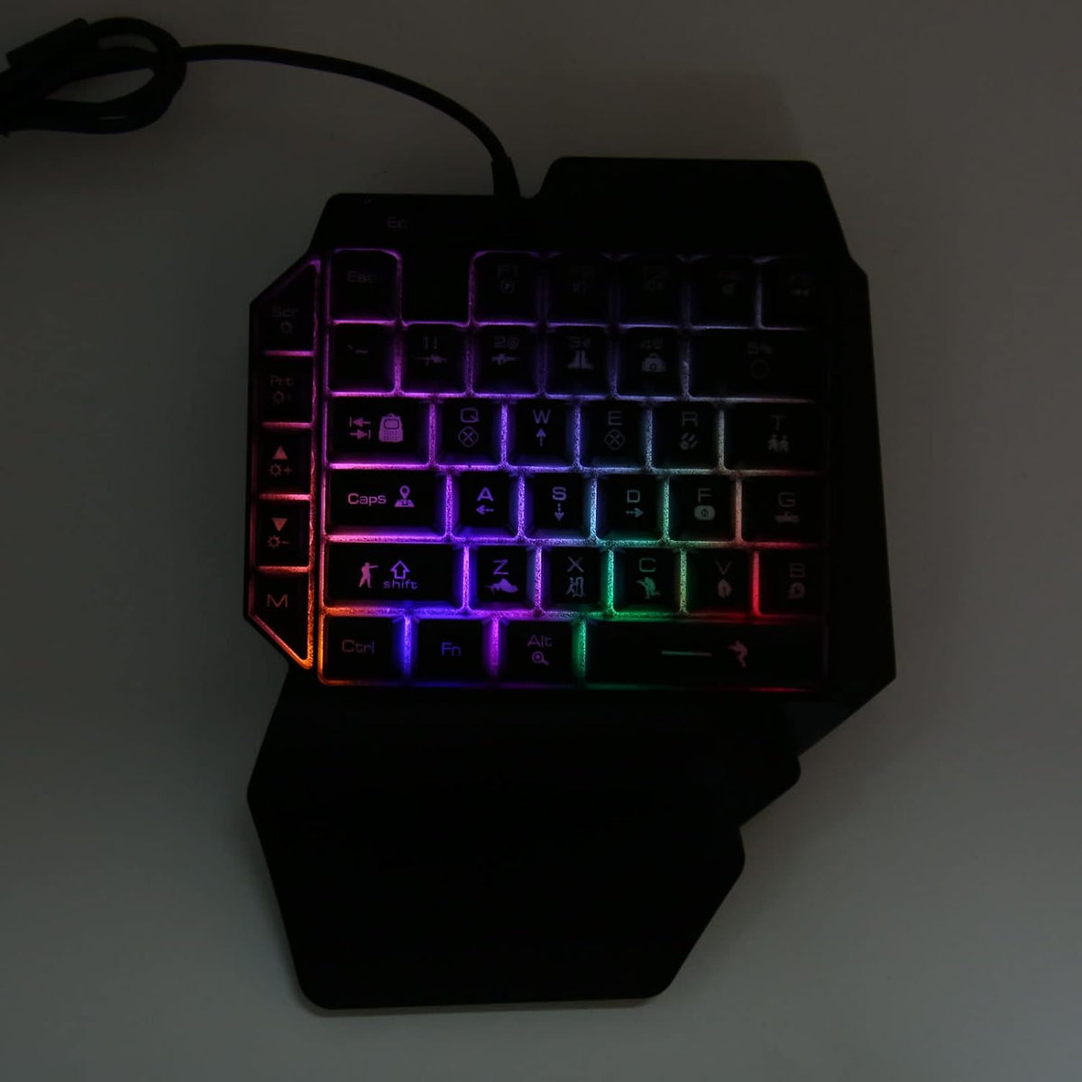 One - Handed RGB Gaming Keyboard and Mouse Combo, USB Wired LED Backlit Keybo...