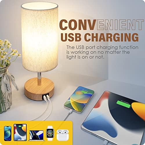 Yarra-Decor Bedside Table Lamps with USB Port - Touch Control Small Lamp for ...