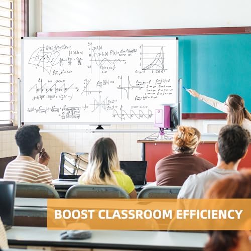 Rolling White Board on Wheels, 72" x 40" Dry Erase Whiteboard with ...