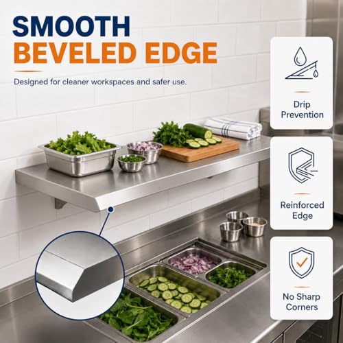 Folding Concession Shelf 24 x 12 Inch, Stainless Steel Fold Down Shelf