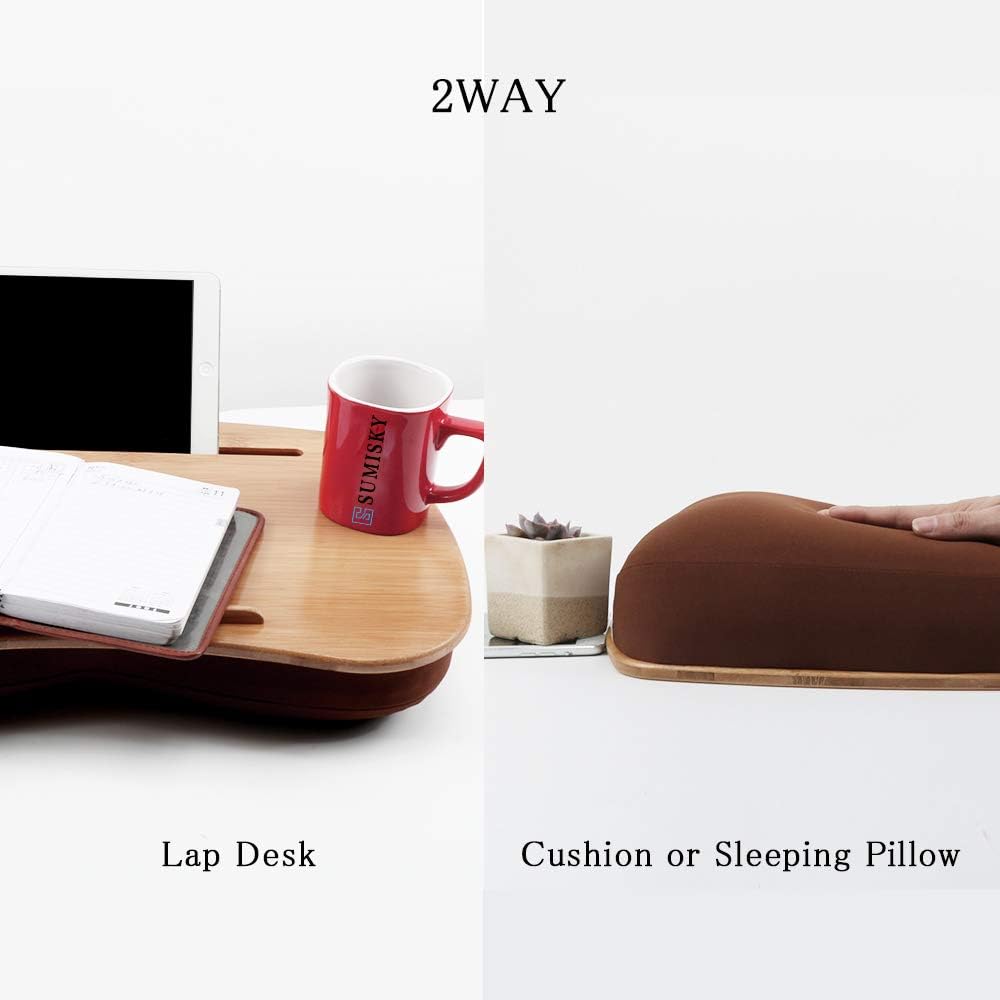SUMISKY Lap Desk-Portable Laptop Table with Bamboo Platform Phone Holder (M(1...