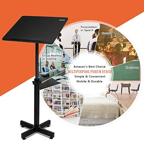 Bonnlo Classic Lectern Podium Stand, Height Adjustable Mobile Podium, Multi-P...